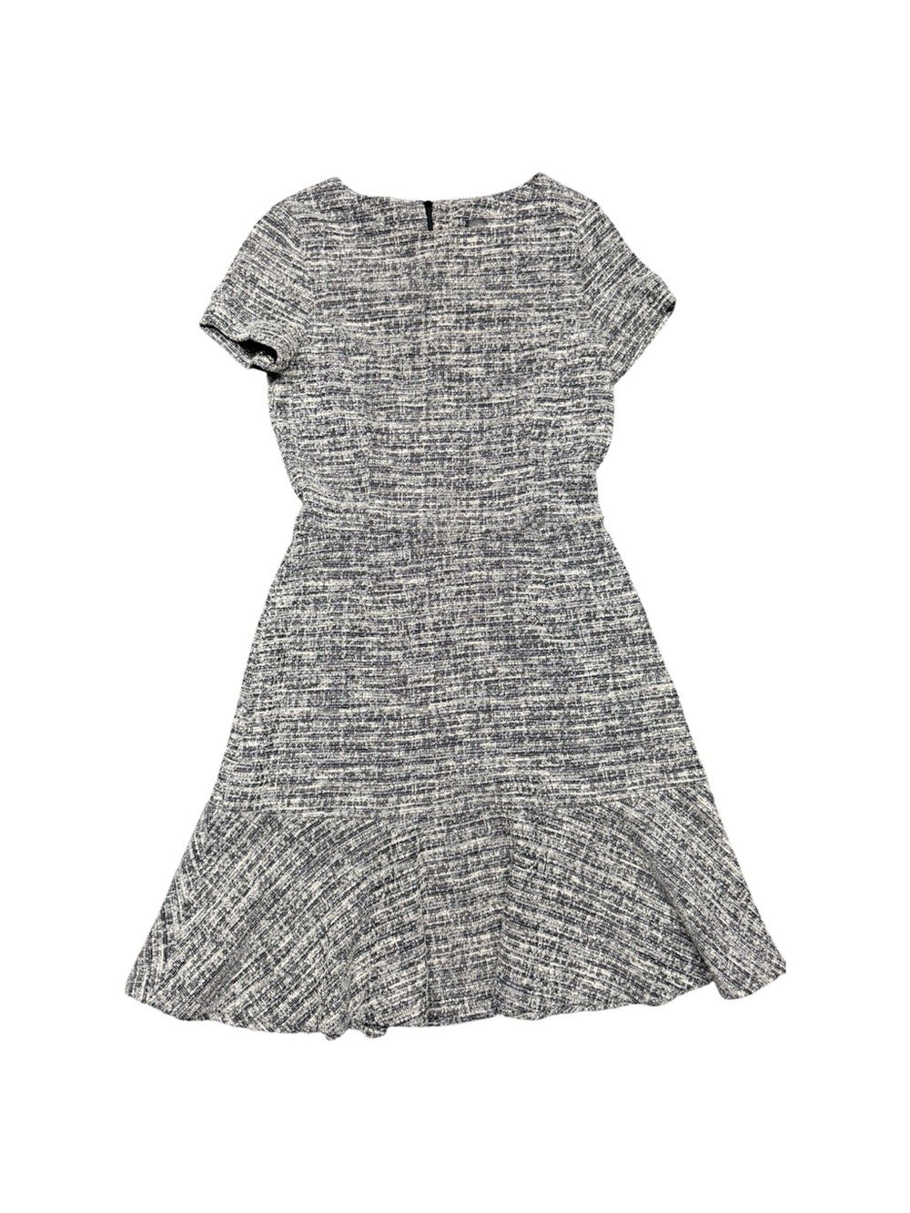 AQUA Women’s Medium Black White Tweed Fit & Flare Midi Dress